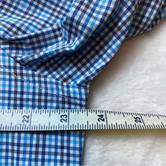 Untuckit Long Sleeve Button Down Breganze Blue White Plaid Shirt Size Large - Picture 7 of 9